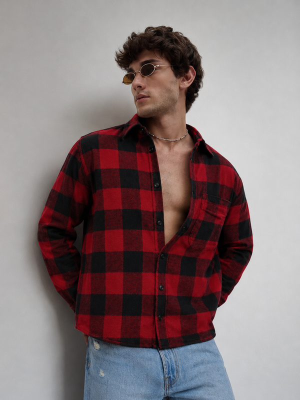 red and black checks boxy