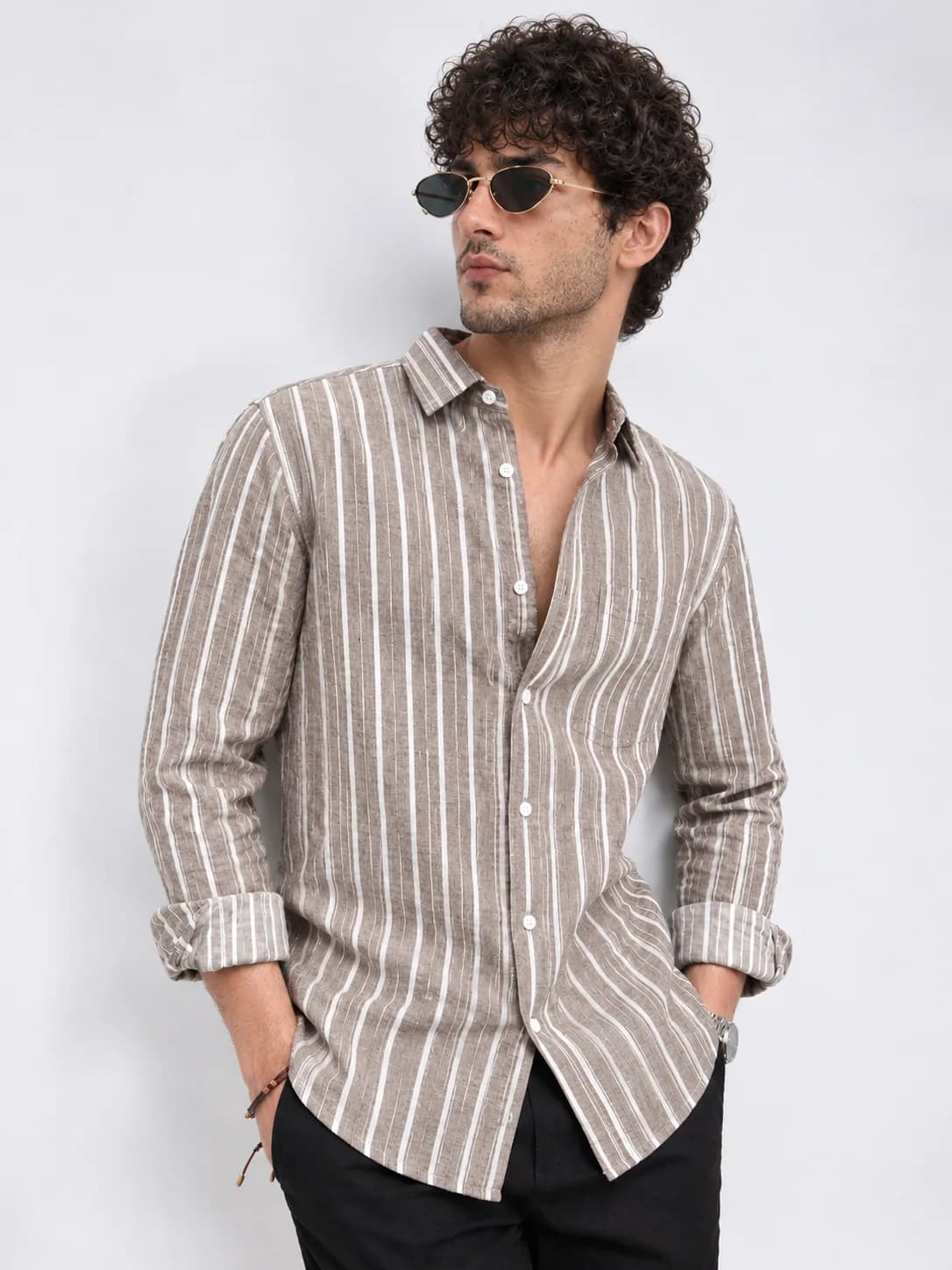 Brown Stripe Line Shirt