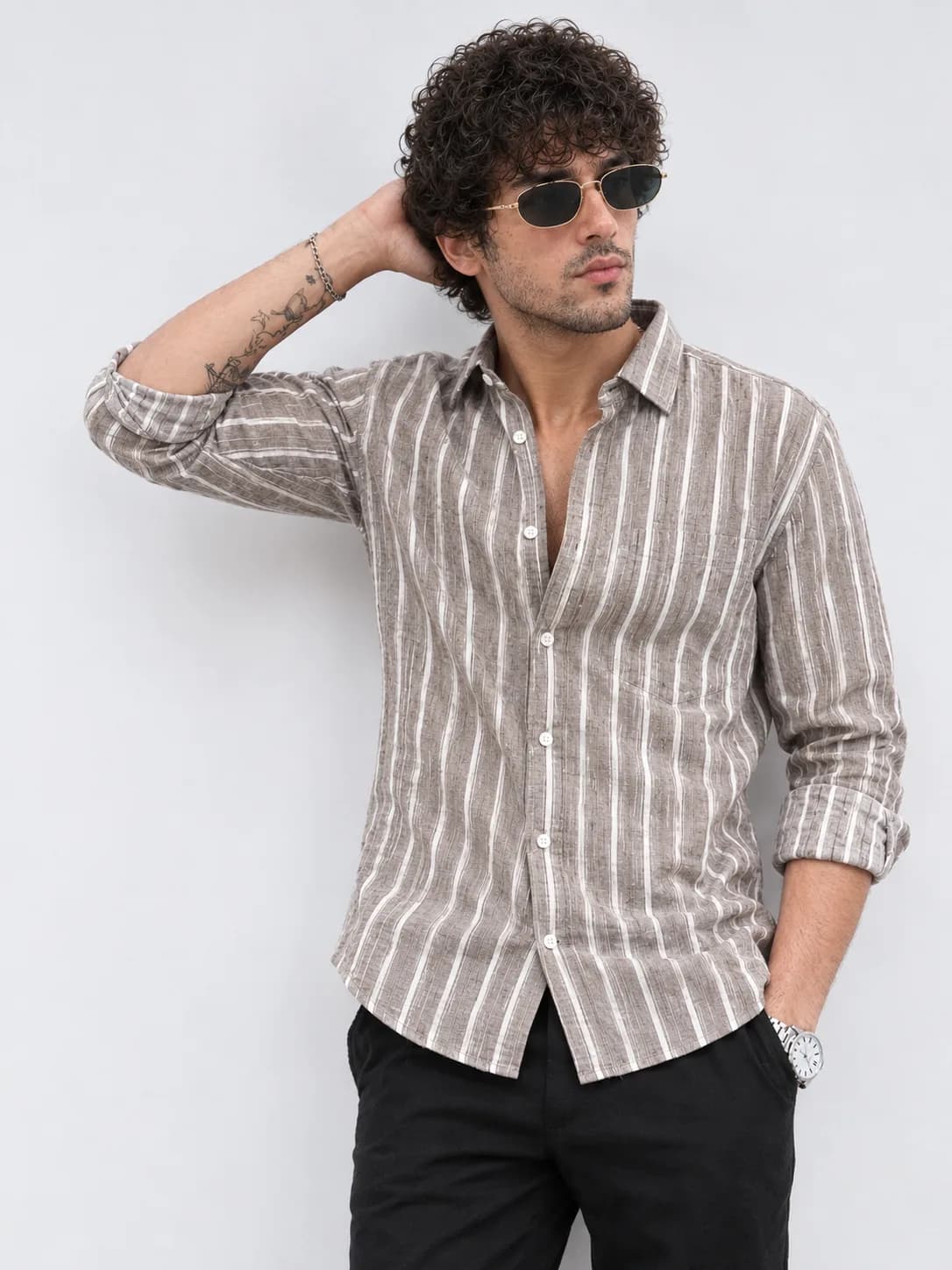 Brown Stripe Line Shirt