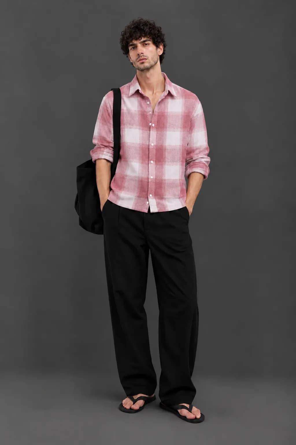 Dusty Pink Checked Boxy Shirt