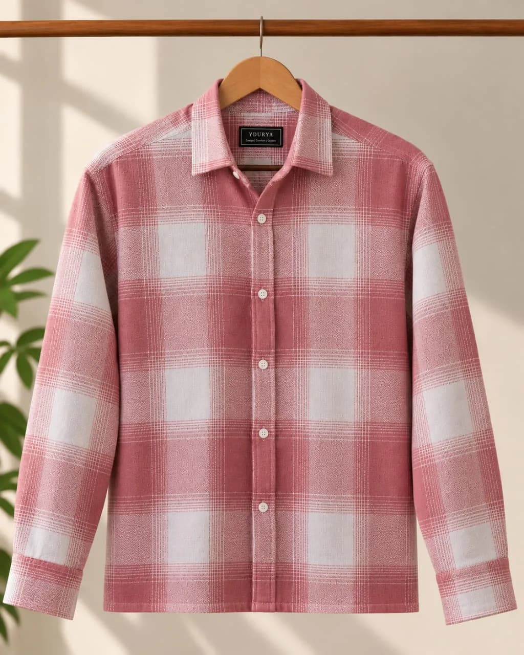 Dusty Pink Checked Boxy Shirt