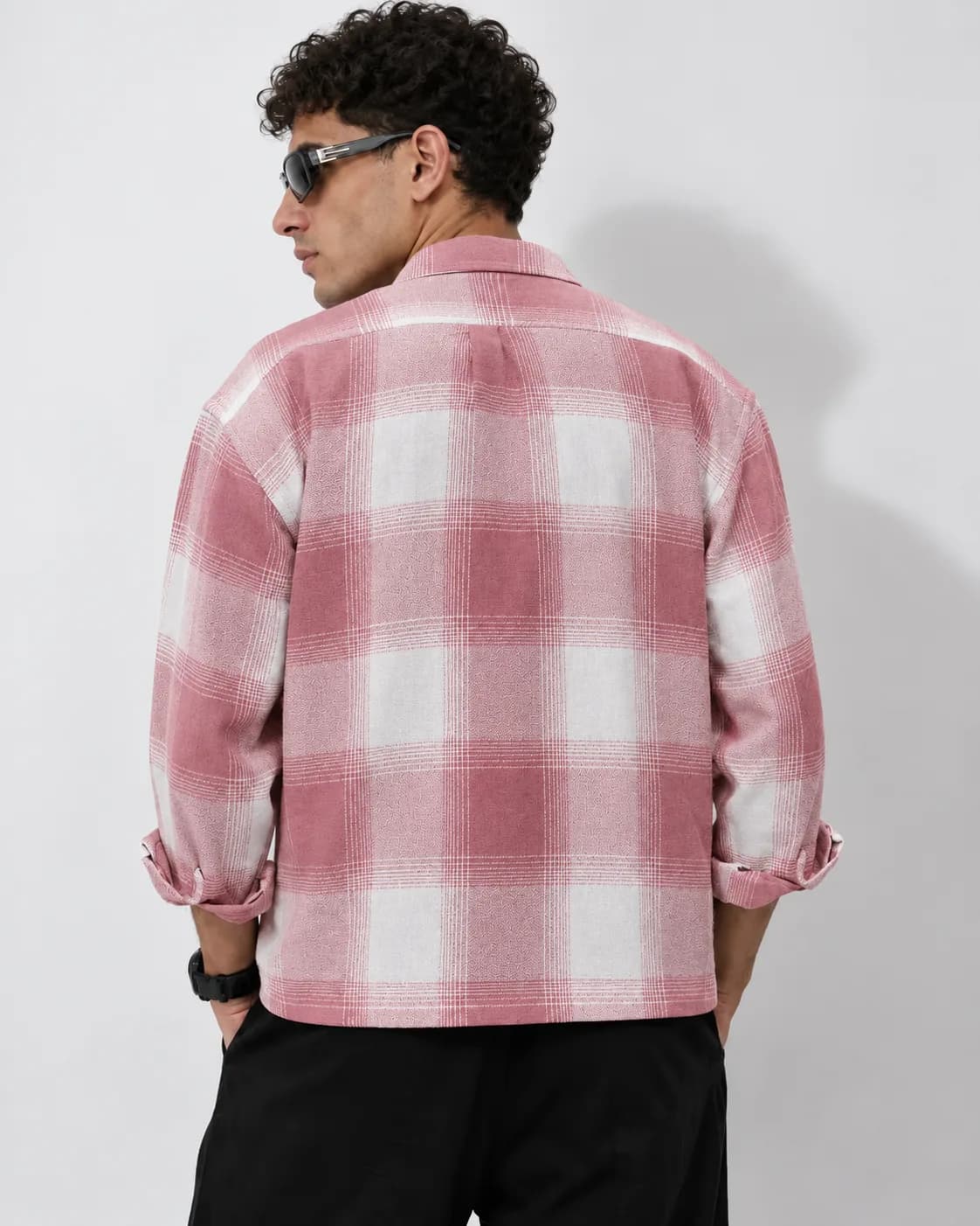 Dusty Pink Checked Boxy Shirt