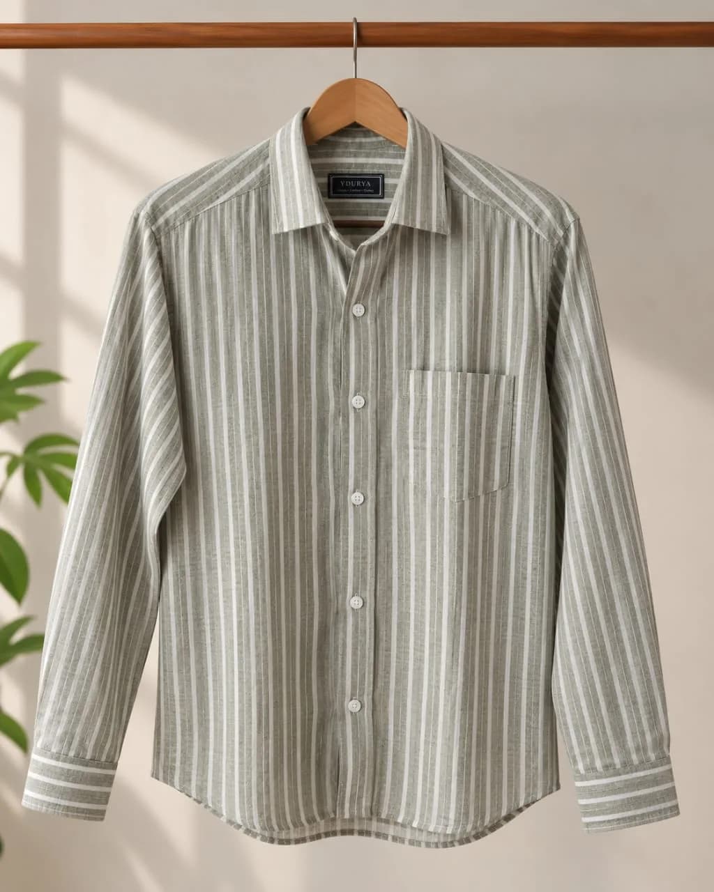Sage Green Striped Shirt