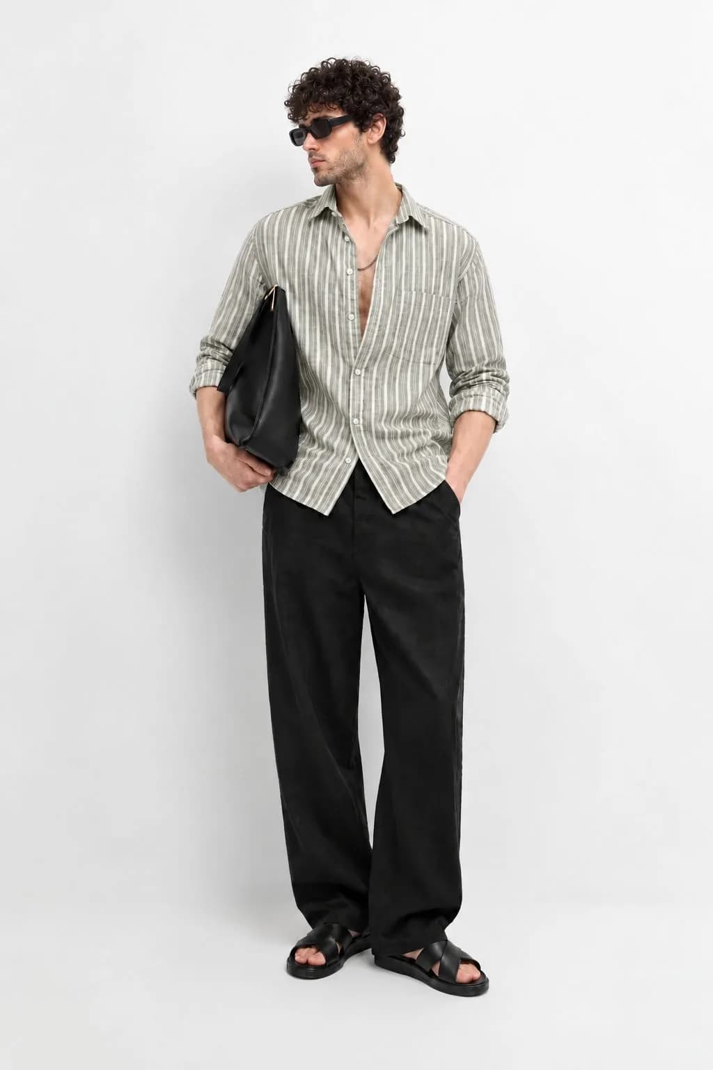 Sage Green Striped Shirt