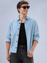 light blue denim shirt