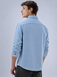 light blue denim shirt