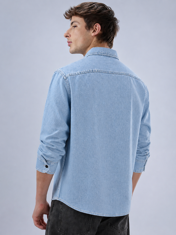 light blue denim shirt