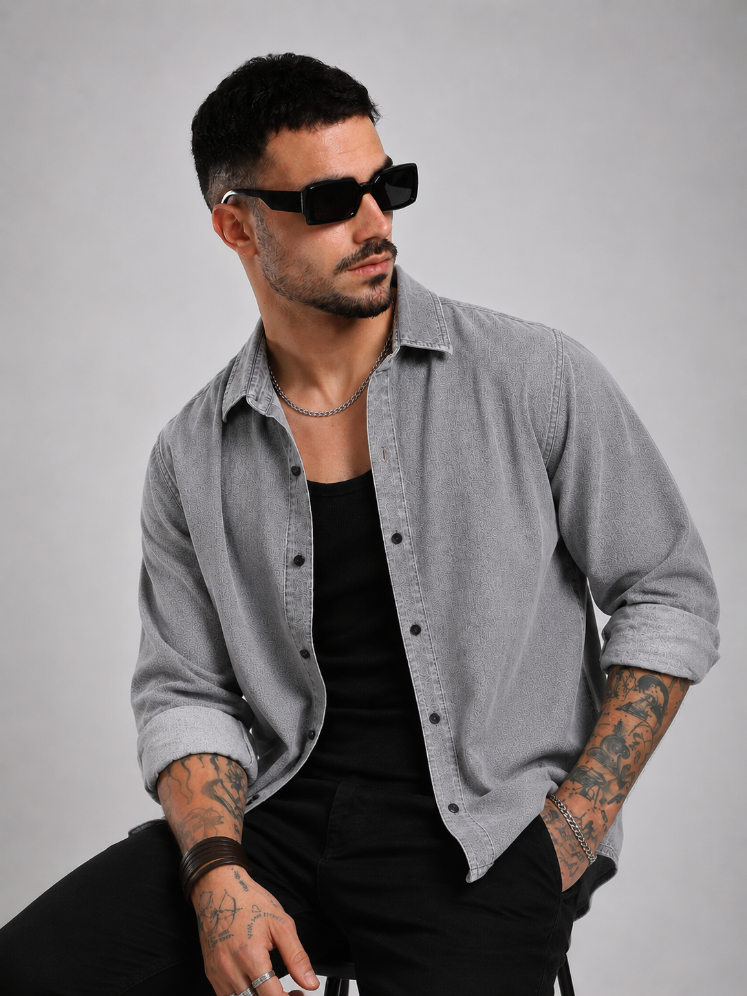 Grey Denim Shirt