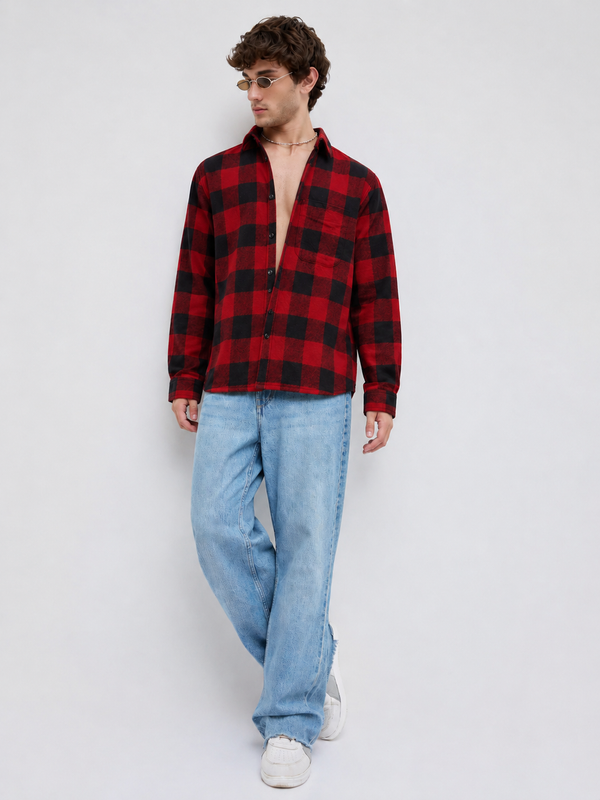 red and black checks boxy